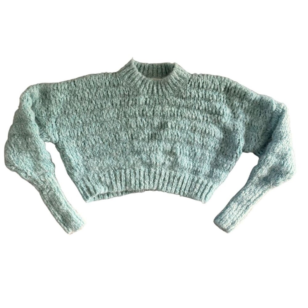 Aritzia Wilfred Oversized Alpaca Wool Cropped Sweater Womens XS Ribbed Soft Knit